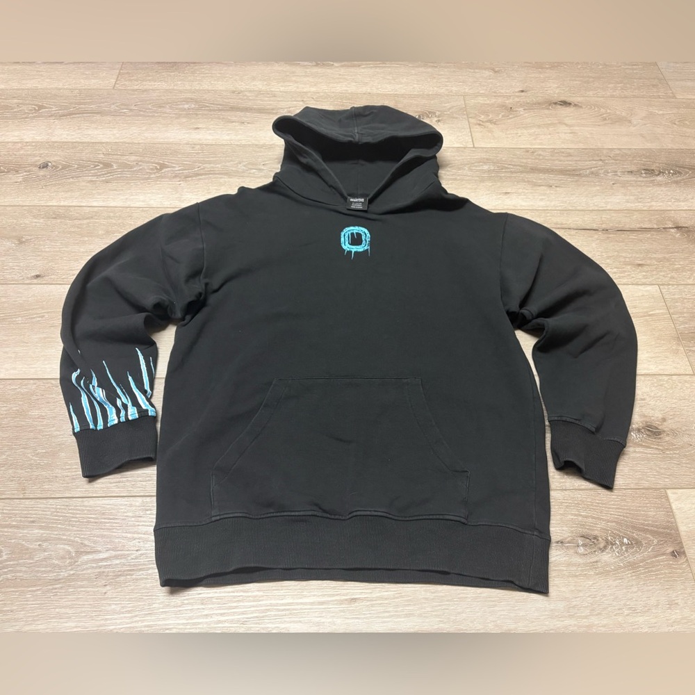 Overtime basketball Net Logo Pullover Hoodie Black Blue size medium